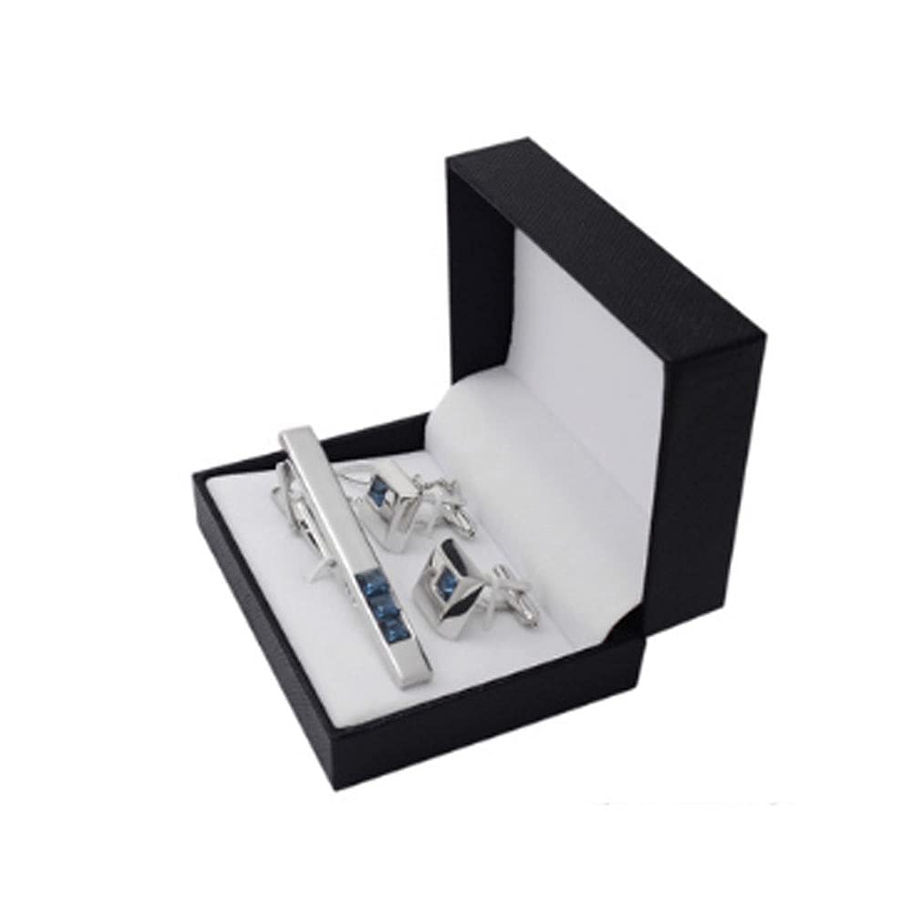 Individuelle Krawattenklammern, Silber Metall Kleidung Lavalier Clip Herren Krawattenklammer Business Geschenk Manschettenknöpfe Krawatte Kombination Geschenkbox