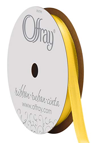 Image of Berwick Offray 069622 1 /4 inch Wide Single Face Satin Ribbon, Lemon Yellow, 6 Yds