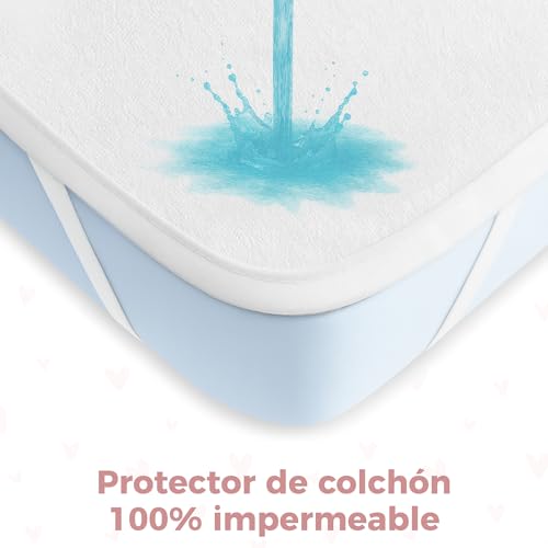 Miniatura 4 de Dreamzie 2 Sabanas Minicuna 1 Protector Colchón Cuna Impermeable Bebe 100 Algodón Para Cuna, Moisés - 50x83 Cm Estampado Heart