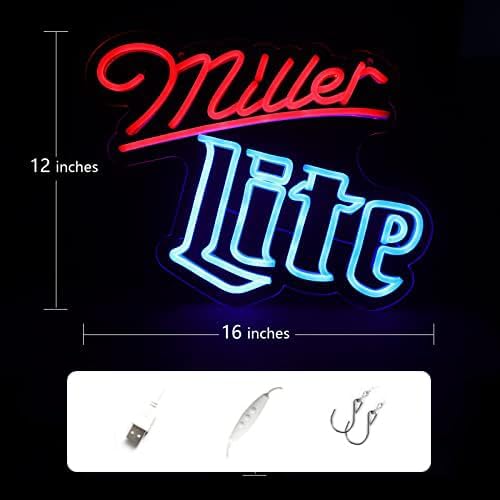 Miniatura 3 de Millers Light - Letreros de neón para decoración de pared en garaje, bar, pub o club, luz LED regulable hecha a mano para decoración del hogar, bar