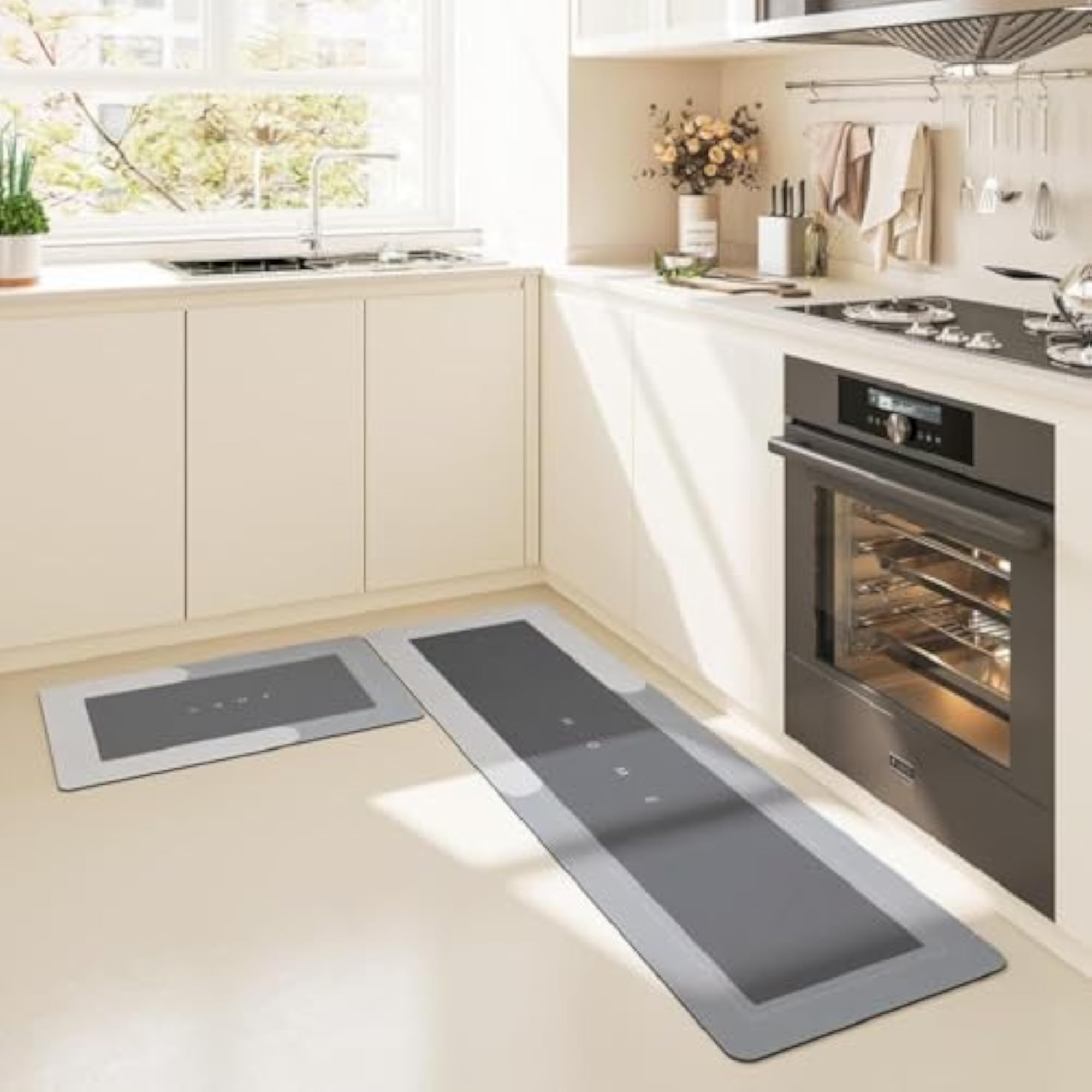 2 Pc Waterproof Kitchen Floor Mat Set, Anti-Slip Comfort Mats