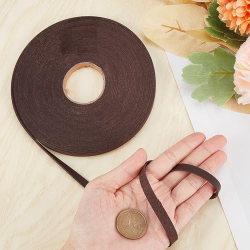 GORGECRAFT 10M Soft Leather Strap 8mm Wide Lychee Grained Imitation Leather Trimming Tape PU Strips Flat Cord String for DIY Crafts Belt Bracelet Jewelry Making Clothing - Image 3