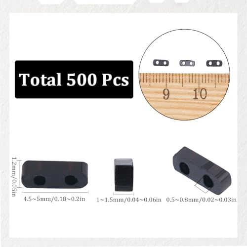 SUNNYCLUE 1 Box 500Pcs Half Tila Beads Black Square Seed Beads Bulk 2 Hole 1/2 Tila Cut Mini Japanese Glass Flat Rectangle Spacer Seed Beads for Jewellery Making Bracelets Necklaces Women DIY Crafts - Image 2