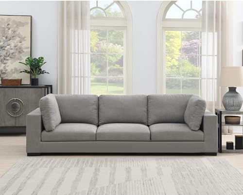 Image of Homeify Aria Wooden Interchangeable Fabric 4 Seater Sofa Set for Living Room (Premium Velvet,Grey)