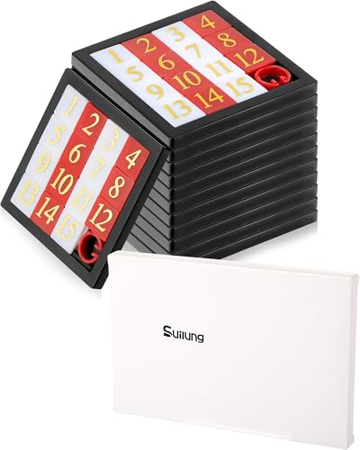 12 Stück Zahlen Schiebepuzzles 15 Puzzle Schiebe Spiel Zahlen Schieberätsel IQ Pädagogisch Lernwerkzeug Zahlen Lernen Lernspielzeug für Weihnachten Gastgeschenke, 2,6 x 2,6 Zoll