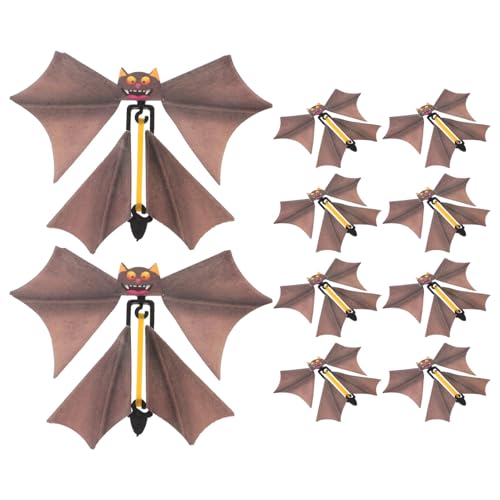 VALICLUD 10PCS Flying Bats Halloween Flying Bat Wind up Bat Outdoor Halloween Decorations for Creepy Decor