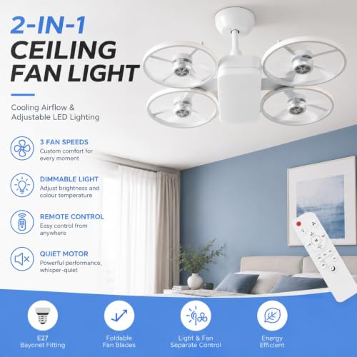 Ventilador de techo con luz Usper E27 soluciona la falta de espacio en dormitorios 2