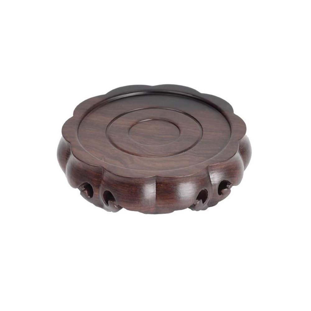ZENY896V Home Circular Planter Display Base, Wooden Bonsai Bracket Teapot Decor Pedestal Decor(Small)