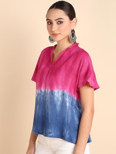 Image of Maaesa Hand Dyed Half Sleeves Rayon Top