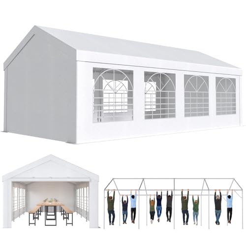 Devoko Tente de Reception 4x8,Barnum UV 50+,Tonnelle de Jardin Exterieur,Tonelle Tente pour Les Mariages, Les fêtes, Les rassemblements,Blanche
