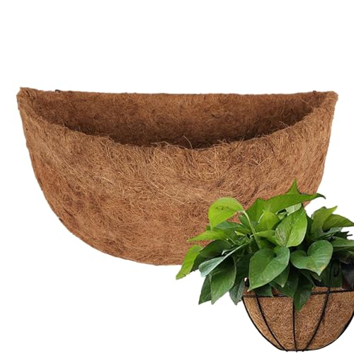 Mihauuke Kokoseinlage Kokos Ersatzeinlage Hanging Basket Kokoseinsätze Für Blumenampeln,Halbrunder Kokostöpfe Für Naturkorb,Blumentöpfe Garten Balkon-2 Stück