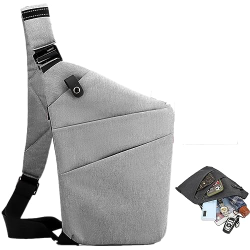 Anti Theft Crossbody Bags for Women, 2025 New Anti-Theft Travel Bag, Shoulder Bag Anti-theft Design for Travel, Sport (Gray - Left Shoulder)