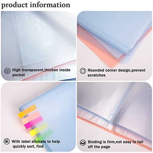 A3 Diamond Painting Storage Book,Portfolio Folder for Artwork,Art Portfolios 60 Pages Pocket with Index Stickers,11.8 x 16.5 inch Protector (Blue) - Thumbnail 4