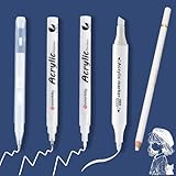 Nurila 5 Stück Weißer Gelstift, 0.5mm/0.6mm/0.7mm/1.0mm Gelstift und Weißer Bleistift, Kunst-Highlights Gelstifte Weiß, White Gel Pen für Schwarzes Papier, Skizzieren, Kritzeln, Streichen, Malen
