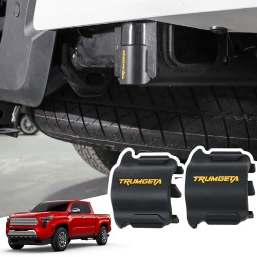 Image of Trumgeta 2PCS Rear Bumper Crossmember End Caps | Fit for 4th Gen Toyota Tacoma (Fits Hybrid) Accessories 2024 2025 2026 Waterproof Black Rubber Stopper Cover Protection