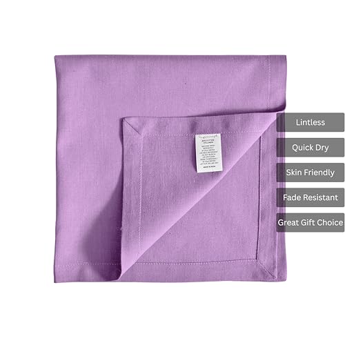 Image of FINGERCRAFT Table Napkins 18x18 Inches Set of 6 Cotton Linen Blend Fabric Dinner Cloth Napkins Washable and Reusable, Good Absorbency for Home, Parties, Hotels (Lilac)
