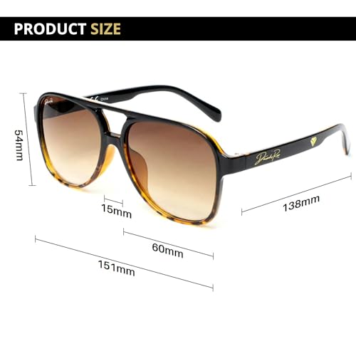 Diamond's Roar Classic Vintage Polarized Aviator Sunglasses for Women Men Trendy Square Large Frame Retro Sunglasses - UV4004