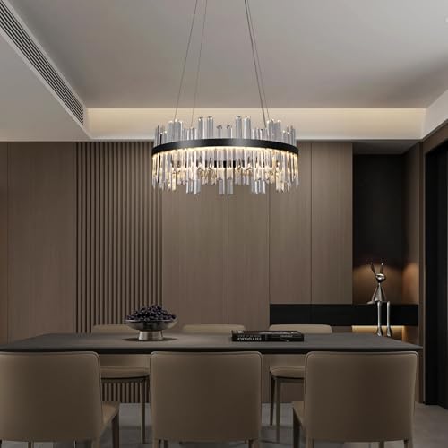 Black Led Modern Crystal Chandelier,23.6" Round Dining Room Light Fixture by ALIYIQI - Used condition - Image 8