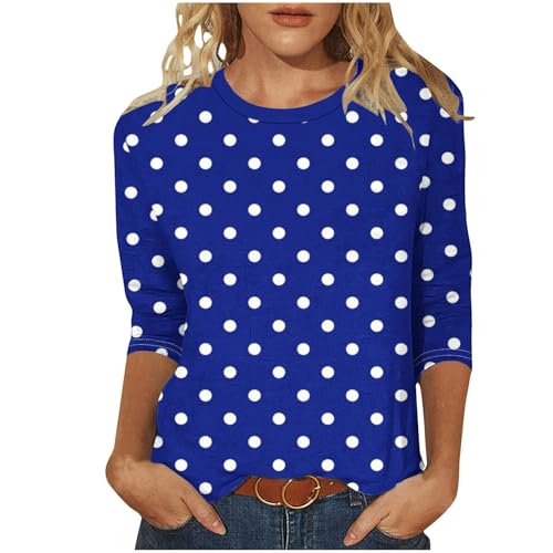 My Orders - Camisetas de verano para mujer, manga 3/4, ajuste holgado, cuello redondo, casual, a la moda, con estampado de lunares, ropa activa, camisetas de moda, túnica de trabajo, ropa de verano, 1