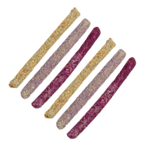 BUGUUYO Meerschweinchen-kauspielzeug 6-teilig Bio-Spielzeug Hamster-zähneknirschstäbchen Kauspielzeug-Set Tragbares Grasmehl-Snack-Spielzeug Für Kleintiere