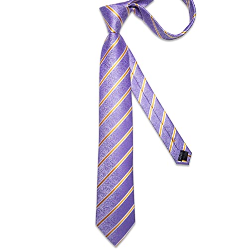 Image of DiBanGu Mens Striped Tie Silk Woven Necktie and Pocket Square Cufflinks Tie Clip Set Wedding Business Formal Gift Tie for Men