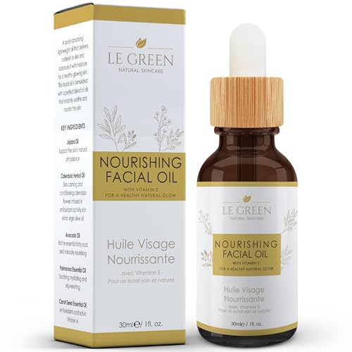 Image of Le Green Face Oil, Face Serum, Complexion-Boosting Blend with Vitamins A & E, Antioxidant-Rich Jojoba Seed & Avocado Oil, Skin-Loving Natural Ingredients for Radiant Skin