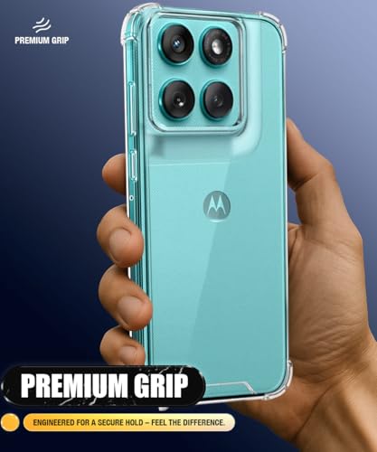 Image of WOW IMAGINE Ultra-Hybrid Crystal Clear Back Case for Motorola Moto Edge 60 Fusion | Shockproof Design | Camera Protection Bump | Hard Clear Mobile Back Cover with Cushioned Edges - Transparent