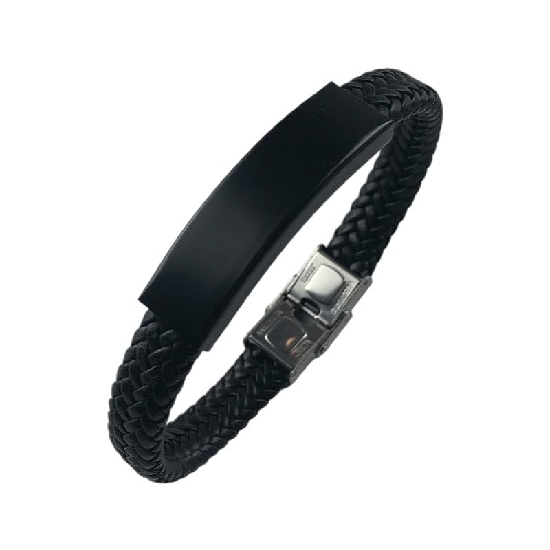 Flowing Beauty Smart Casual Braid Style Leather Bracelet for Men & Boys for Daily/Party/Gym Wear (Black)