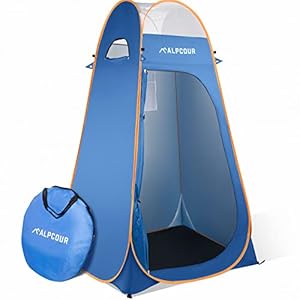 Alpcour Portable Pop Up Tent – Privacy Tent for Portable Toilet, Shower and Changing Room for Camping and Outdoors – Spacious, Extra Tall and Waterproof with Utility Accessories – Sturdy and Easy Fold