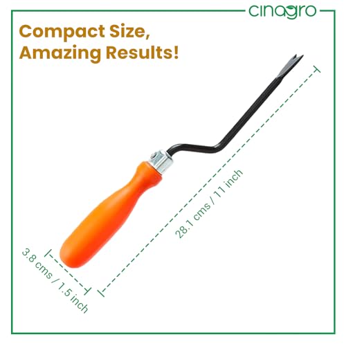 Image of Cinagro Hand Weeder - 1 Pc (Orange Handle, Black Blade) Weed Remover Agriculture Tool for Gardens, Weeding Tool for Terrace Garden, Durable Hand Weeder for Garden Plants Weeder for Lawn