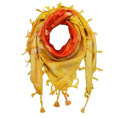 Keffieh en coton rouge Red Sun Freak Scene, foulard Arafat batik multicolore 100x100 cm
