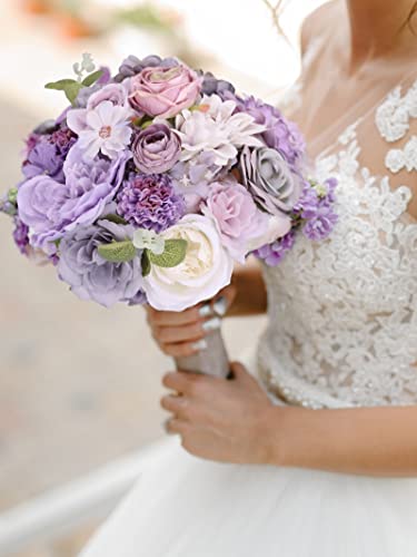 Jpsor Purple Flowers Artificial Wedding Flowers Box Set Fake Roses Combo For Diy Floral Arrangements Wedding Bouquets Centerpieces Home Decorations #TOP3