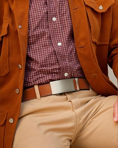 35mm Dress Genuine Leather Men’s Ratchet Belt Adjustable Golf Pants Casual Gift. (Brown,36" to 42" Waist Adjustable)2