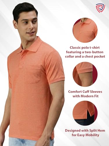 Image of Lux Cozi Men's T-Shirt with Chest Pocket | Polo T-Shirt for Man | Plain Casual Stylish | Half Sleeve| Cotton Blend Collar Polo T-Shirts for Men