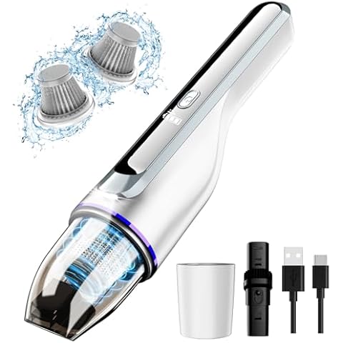DRECELL Handheld Vacuum Cordless, Car Vacuum with Brushless Motor & 14000Pa Suction, 1.2lbs Lightweight, LED Light, Slim Mini Vacuum Cleaner for Car Home Pet - White Cover