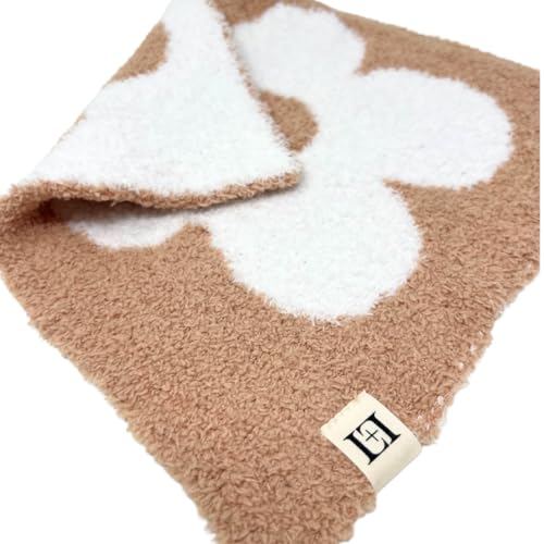 Image of Baby Lovey Pacifier /Teether Holder 10 inchx10 inch - DreamSoft Knitted Cuddly Soothie Reversible Mini Comfort Blanket - Cute Newborn Gift Essential for Babies Boys and Girls (Flower Cafe /White)