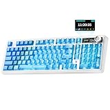 MIKIBY AJAZZ AK980 V2 Pro 98% Dual 8K Mechanical Keyboard, 10000mAh Wireless Tri-Mode Gaming Keyboard with Smart Display & Knob, Hot Swappable BT/2.4G/USB-C for Win/Mac (Blue,Lychee Switch)