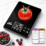 Báscula de cocina digital, báscula inteligente de alimentos con aplicación de base de datos de alimentos, calculadora nutricional de alimentos con seguimiento de 30 nutrientes para pérdida de peso y