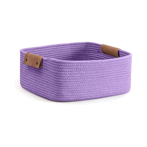 Image of GUDDE Cotton Rope Woven Storage Basket for Toys, Laundry & Blankets | Nursery Organizer Bin | Dog Toy Basket | Decorative Gift Hamper | Jute Style Home Storage (Purple)