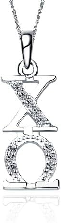 Chi Omega Necklace with a 18" Silver Chain - Vertical Design (CO-P001)