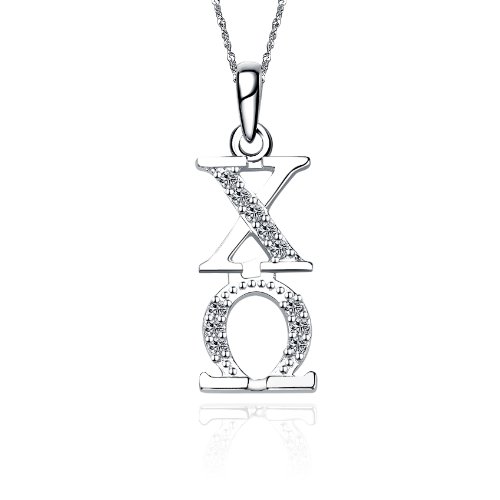 KING Chi Omega Necklace 18" - Sterling Silver