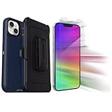 OtterBox iPhone 14 Plus (Only) Bundle: - Defender Series Case - Blue Suede Shoes - with Screen Protector - Holster Clip Included - Microbial Defense Protection - Non-Retail Packaging -
