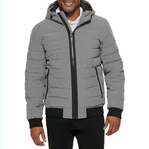 Image of DKNY Men's Quilted Performance Hooded Bomber Jacket