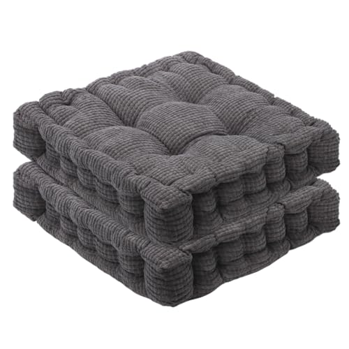 Lot de 2 coussins de chaise, coussin d’assise 40 * 40 cm pour intérieur et extérieur, coussin épais pour sol, coussin de siège de chaise convient pour la maison, le jardin, le bureau et les sièges de