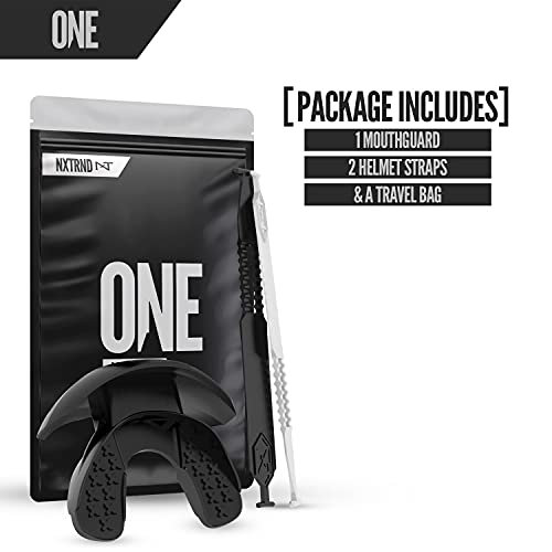 Nxtrnd One Football Mouth Guard, Mouth Guard Football, Football Mouthpiece, Football Mouth Guard Youth, Kids, & Adults, 2 Straps Included, Compatible With Braces (Black) #TOP3