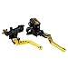 1 par de 7/8"(22 mm) Universal Moto Embrague de freno Cilindro maestro Palancas de depósito Palanca de embrague de freno(oro)