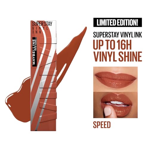 Image of Maybelline Super Stay Vinyl Ink High Shine Racing Liquid Lipstick, Speed | 4.2ml