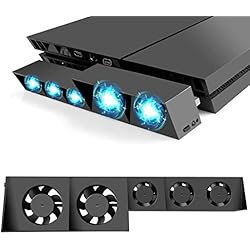 Ventilador Turbo Antiguo EEEKit Ventilador de enfriamiento para PS4, USB Refrigerador externo 5 Ventilador Turbo Control de temperatura Compatible con Sony Playstation 4 Consola de juegos