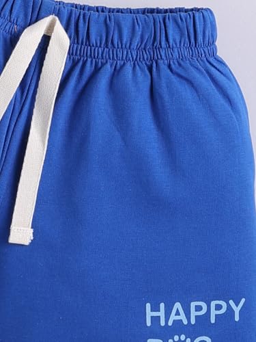 Image of LITTLE NINJA Pure Cotton Knee Length Half Sleeve Cute Puppy Printed Tee & Shorts Set - Sky Blue 0-6M