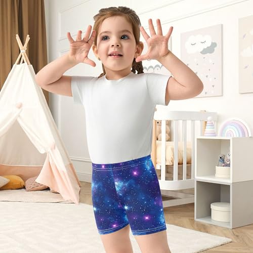 Joisal Girls Biker Shorts Toddler Cotton Under Shorts for Dresses 4t Baby Summer Space Glowing Stars Purple Blue4